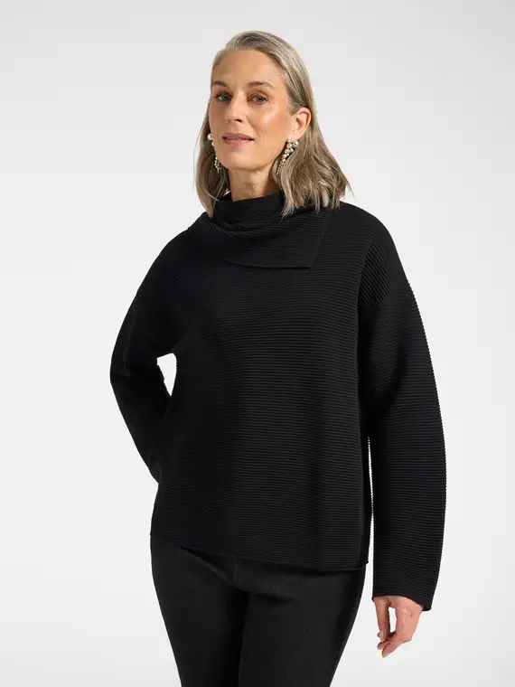 Elena Mirò Maglia con collo staccabile Donna, Nero (52-54 IT)