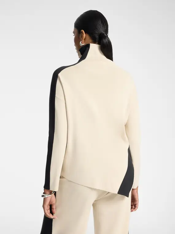 Maglia dolcevita con bordo asimmetrico Donna, Beige (58 IT)