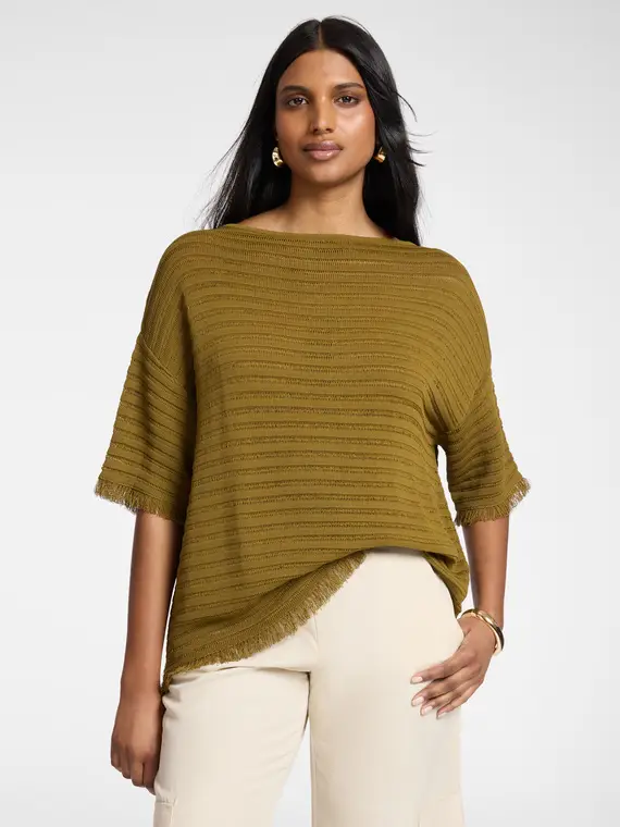 Elena Mirò Maglia traforata a righe Donna, Marrone