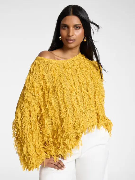 Elena Mirò Maglia oversize con frange Donna, Giallo