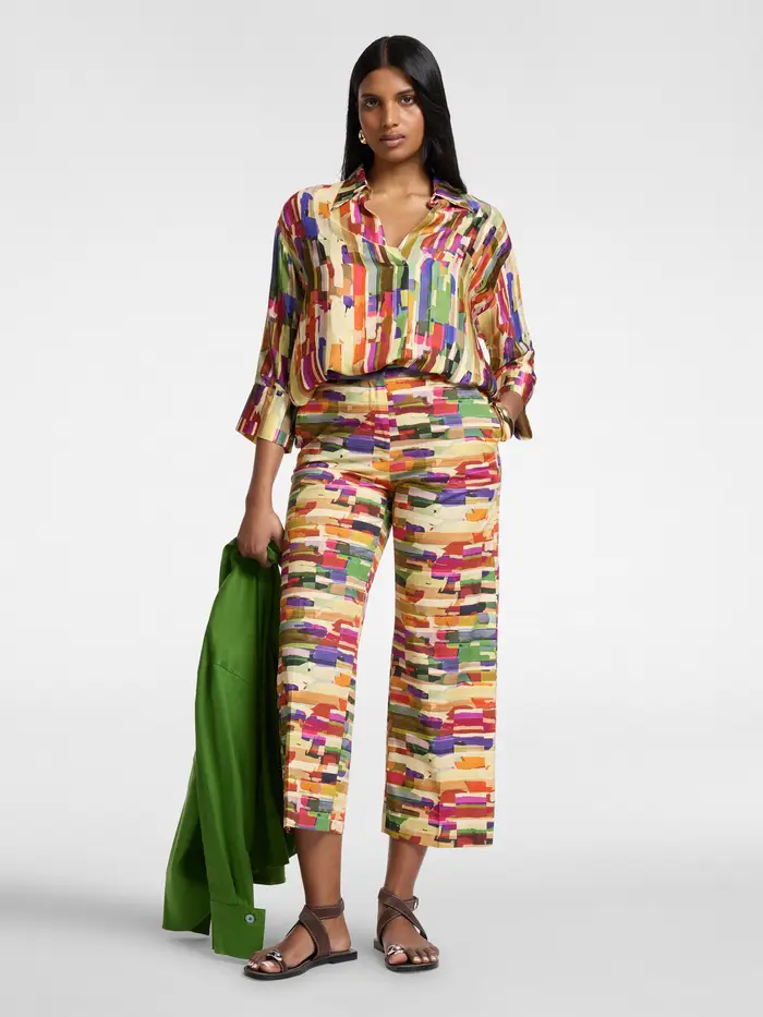 ELENA MIRO pantalone da donna cropped con stampa GENERICO