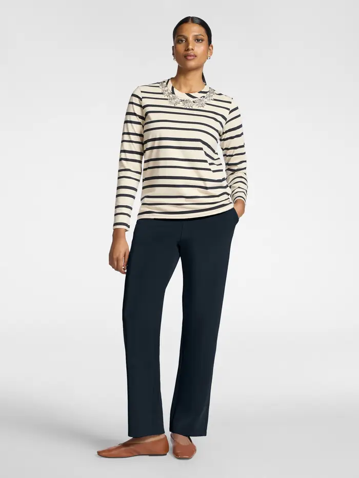 ELENA MIRO pantalone da donna palazzo in scuba Blu