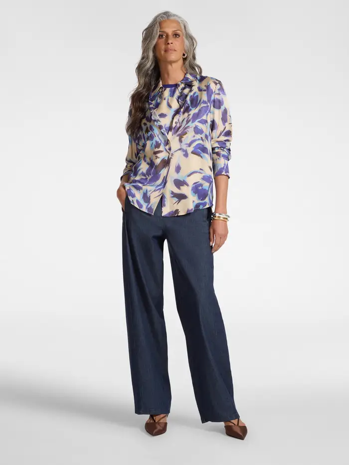 ELENA MIRO pantalone da donna regular in chambray Blu