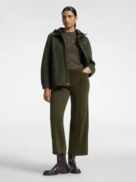 Pantaloni cropped in scuba Donna, Verde militare (58 IT)