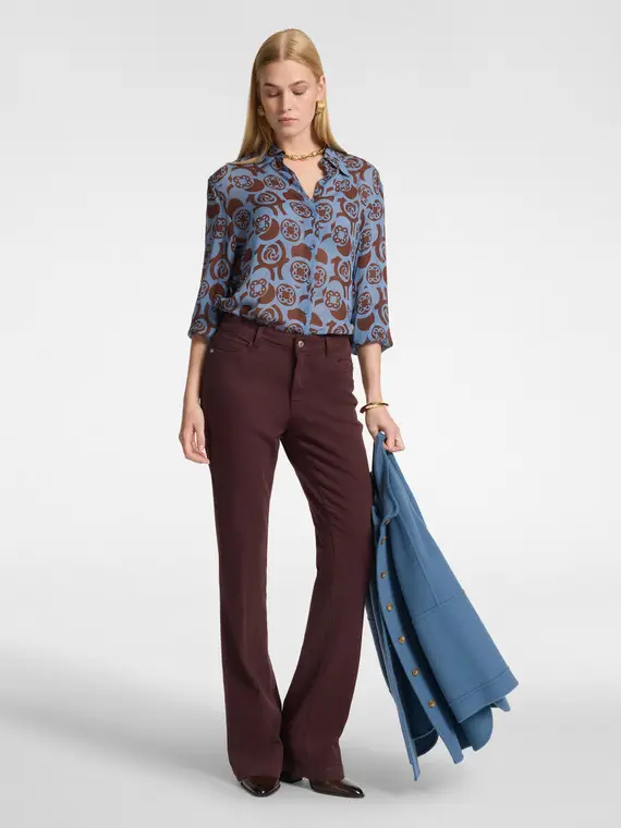 Elena Mirò Pantaloni flare in drill misto cotone Donna, Bordeaux