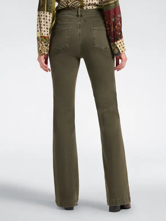 Elena Mirò Pantaloni flare in drill misto cotone Donna, Verde militare