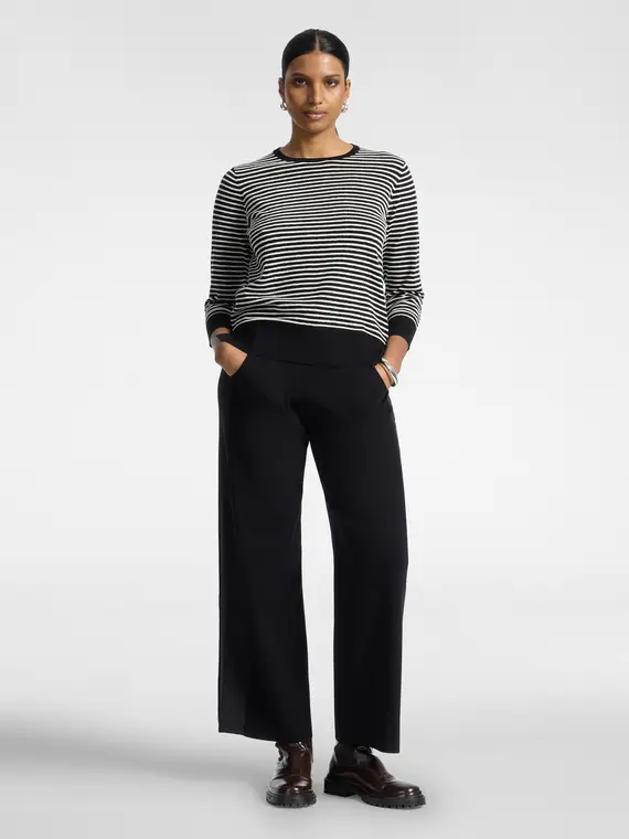 Pantaloni palazzo in maglia con coulisse Donna, Nero