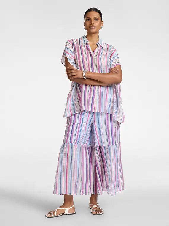 Elena Mirò Pantaloni palazzo in misto lyocell stampati Donna, Blu (56 IT)