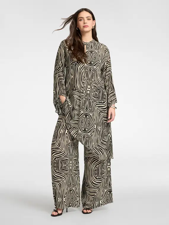 Elena Mirò Pantaloni palazzo stampati in viscosa Donna, Nero
