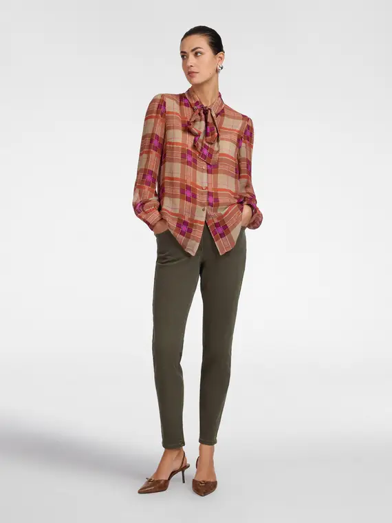 Elena Mirò Pantaloni slim in drill misto cotone Donna, Verde militare