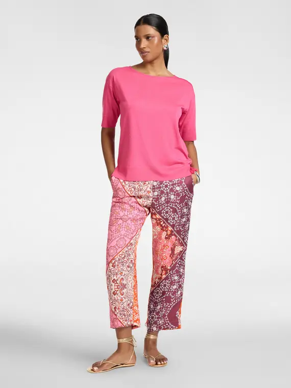 Elena Mirò Pantaloni stampati in viscosa Donna, Arancione