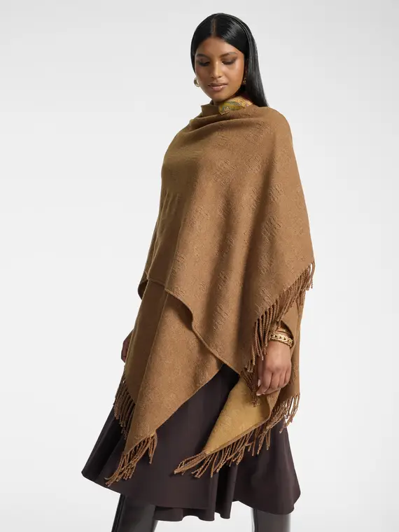 Elena Mirò Poncho con loghi embossed Donna, Marrone