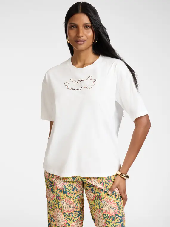 Elena Mirò T-shirt in cotone con ricamo Donna, (58 IT)