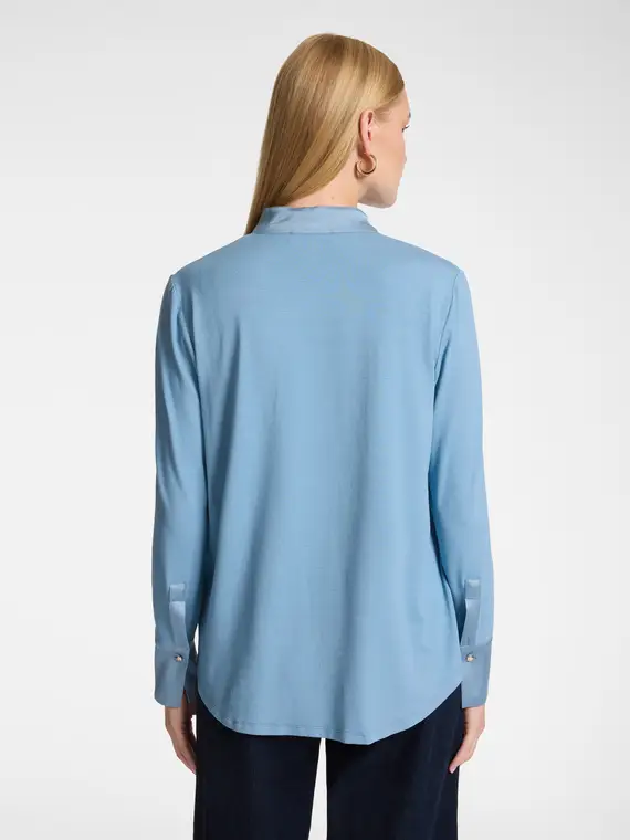 Elena Mirò T-shirt in viscosa con collo coreana Donna, Azzurro (58 IT)