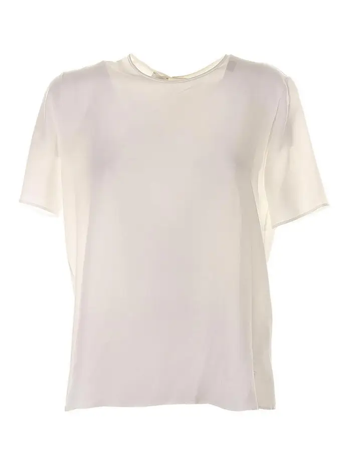 Eleventy Blusa Bianca In Seta Bianco