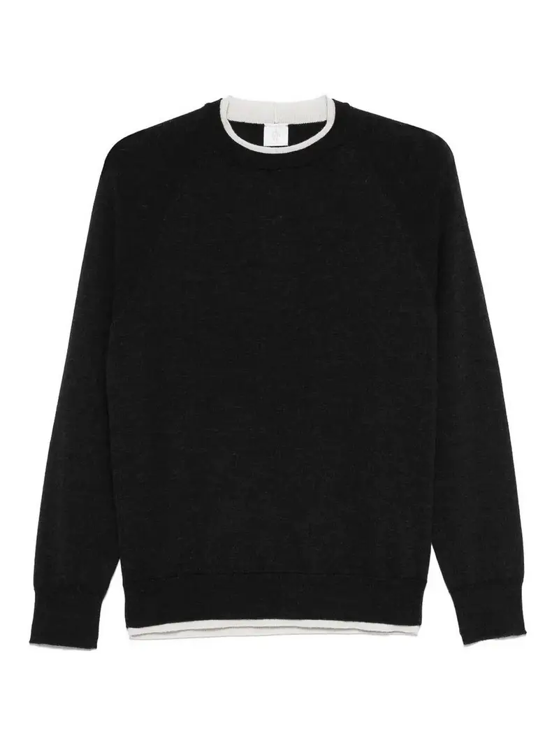 Eleventy Maglione Girocollo Grigio E Sabbia