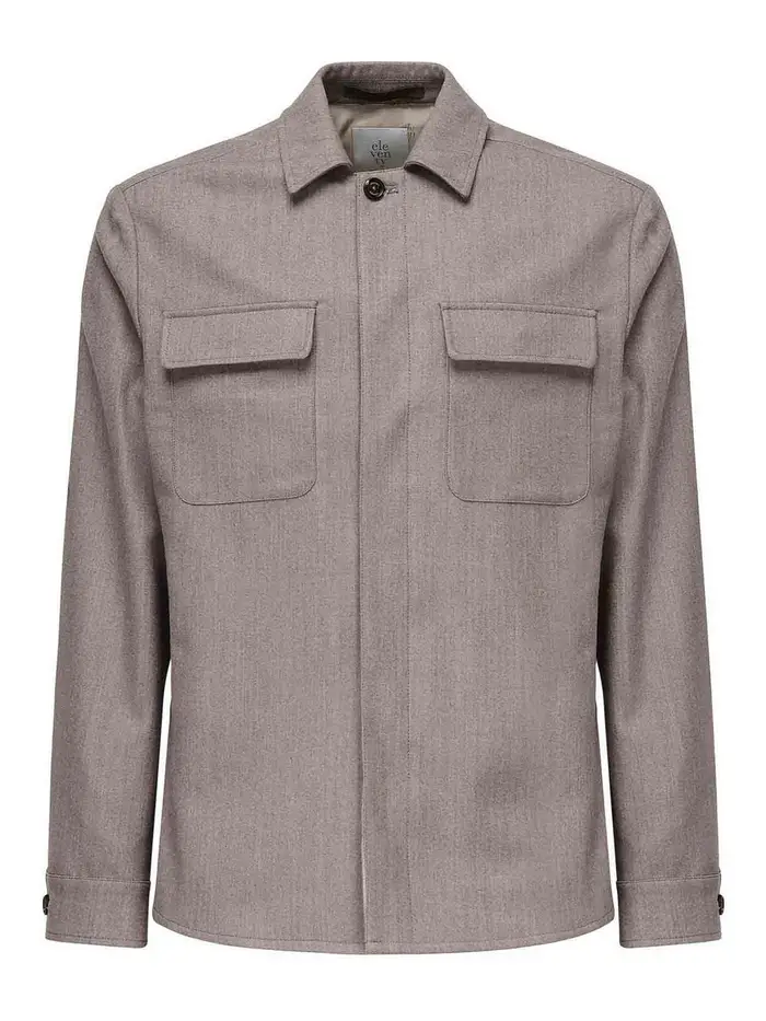 Eleventy Overshirt in misto lana Blu