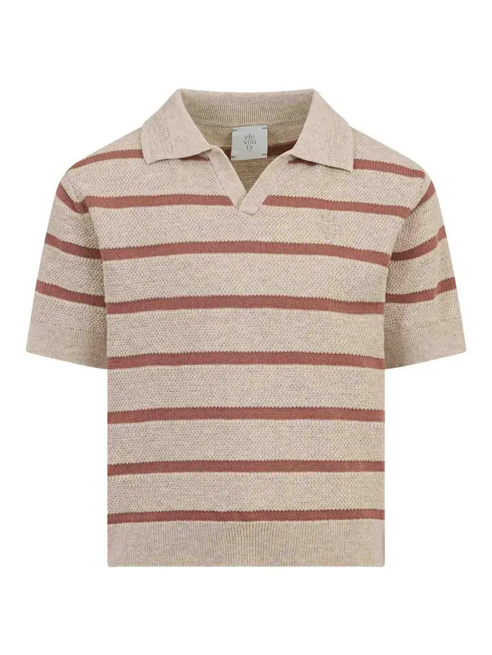 Eleventy Polo A Righe Beige