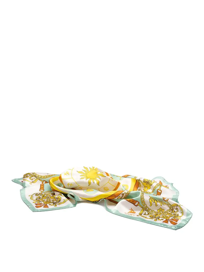 Elios Sciarpa Di Seta Con Segno Zodiacale Multicolore