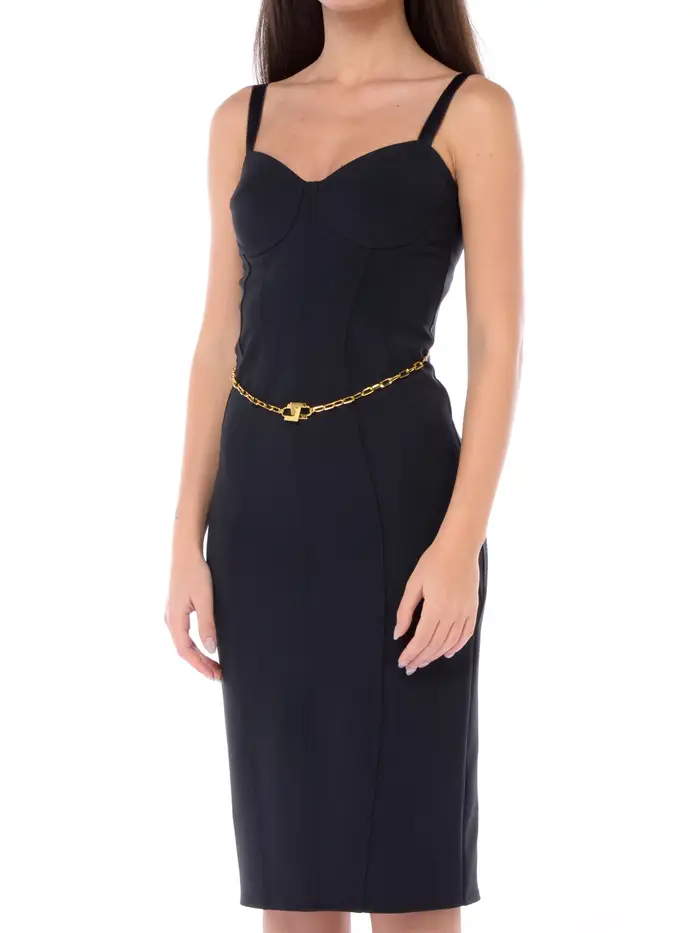 abito corto da donna Elisabetta Franchi a bustier con catena NERO