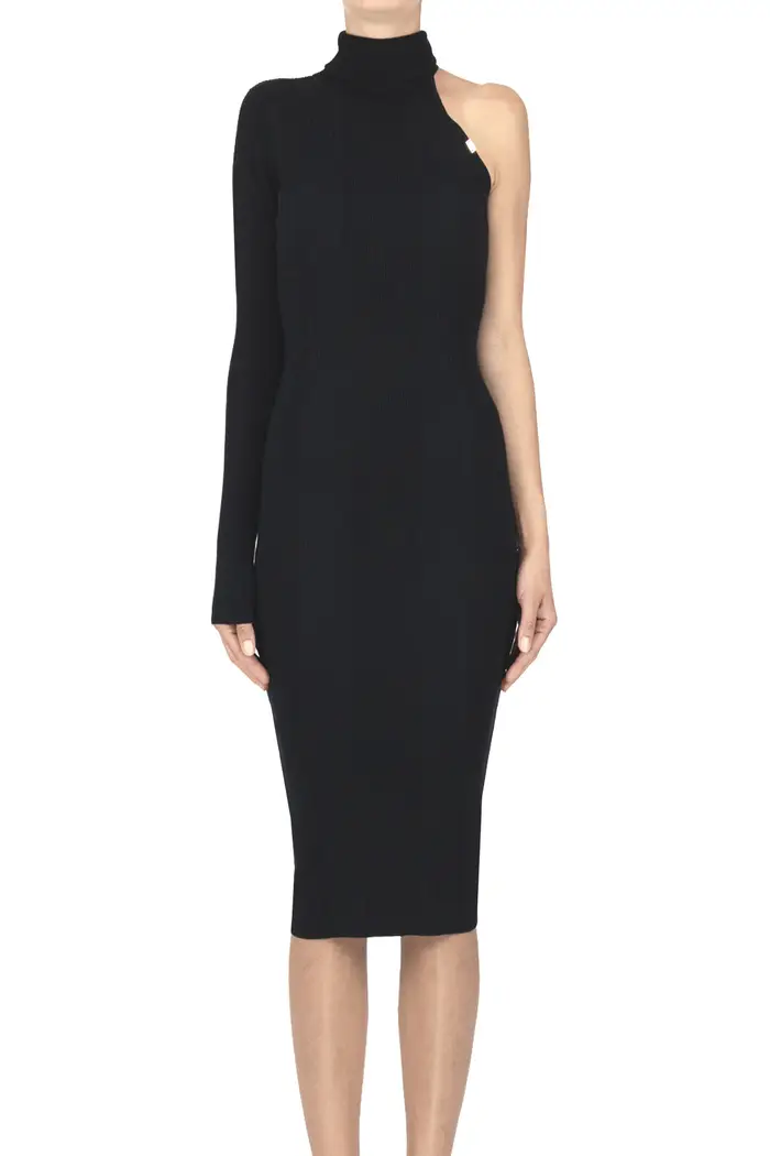Elisabetta Franchi Abito monospalla in maglia Nero