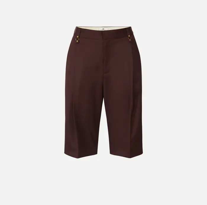 Elisabetta Franchi Bermuda in fresco lana Cognac