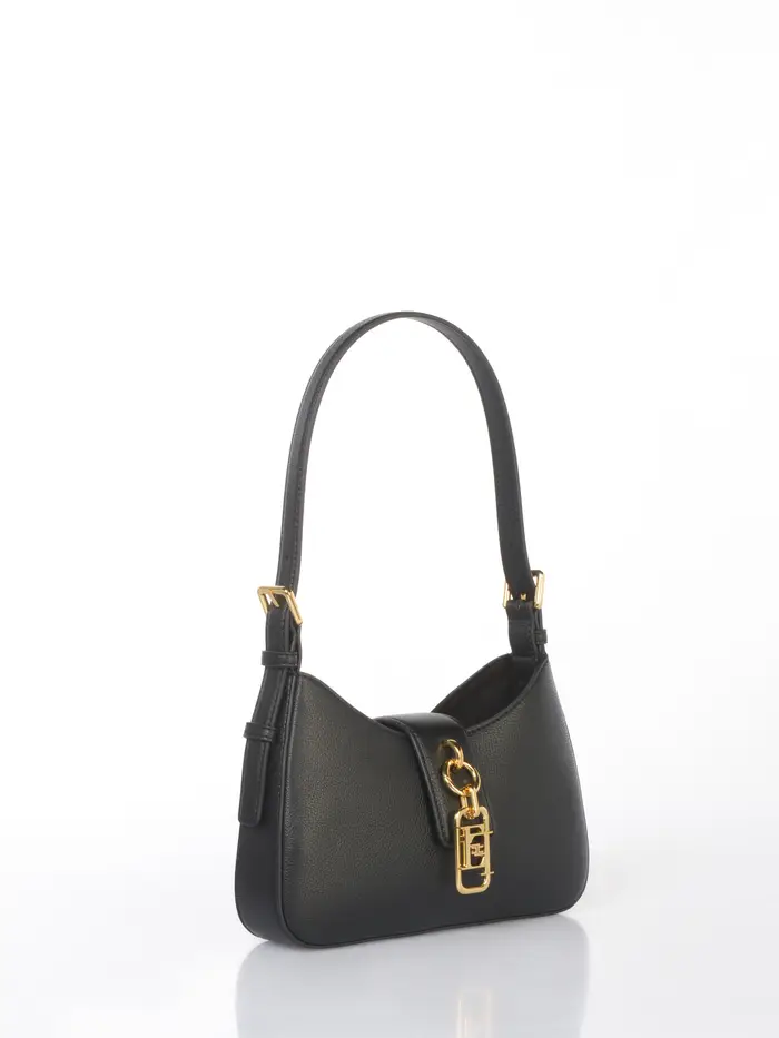 ELISABETTA FRANCHI borsa a mano da donna hobo piccola con charm NERO