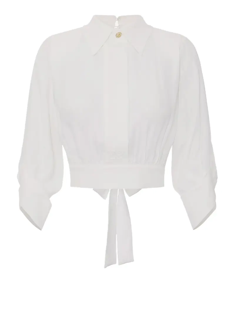 elisabetta-franchi camicia crop da donna - avorio