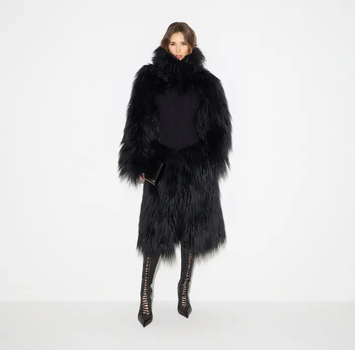 Elisabetta Franchi Cappotto effetto pelo con bustier Burro