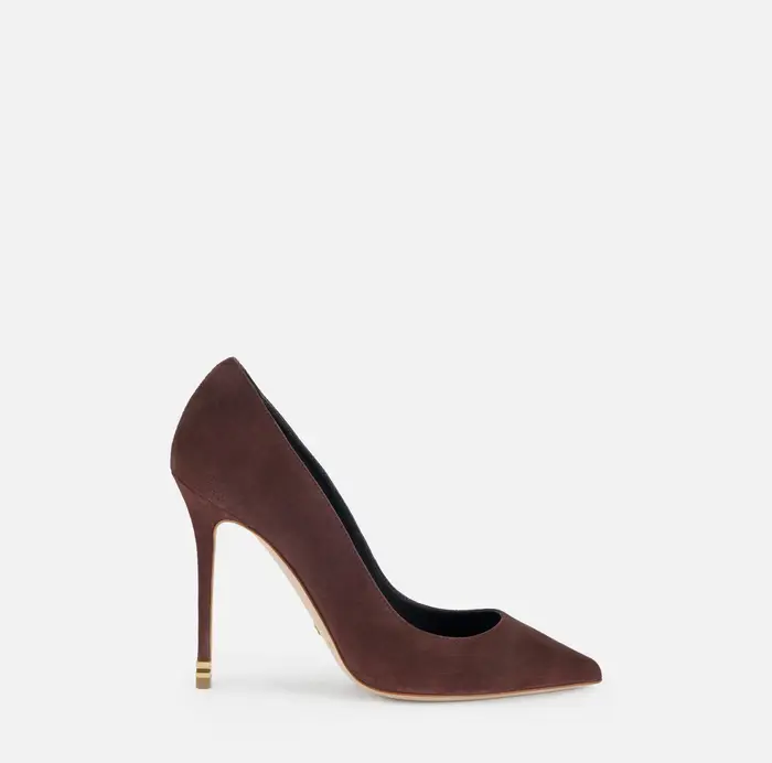 Elisabetta Franchi Décolleté in camoscio con logo Étoile Cognac