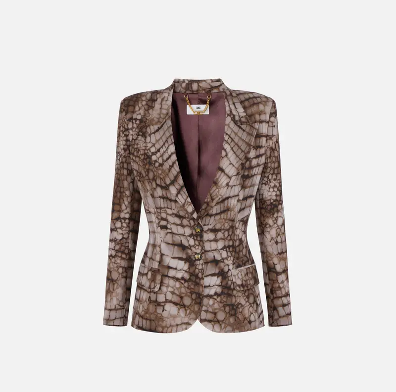 Elisabetta Franchi Giacca in crêpe con stampa alligatore