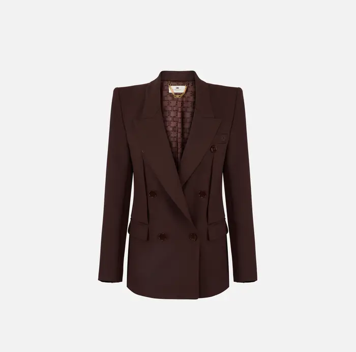 Elisabetta Franchi Giacca in crêpe leggero Cognac