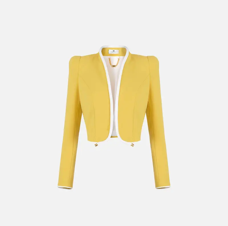 Elisabetta Franchi Giacca in crêpe leggero con piping 3D