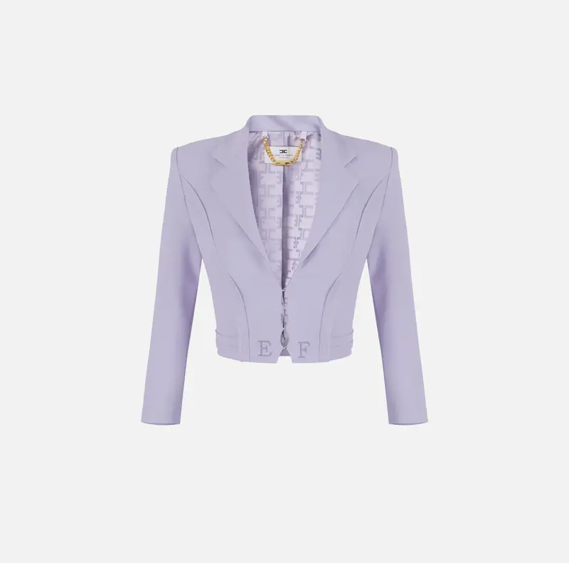 Elisabetta Franchi Giacca in doppio crêpe stretch con motivi a taglio vivo