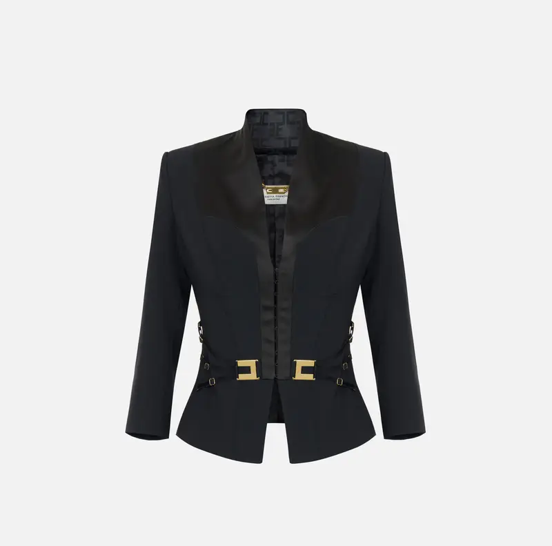 Elisabetta Franchi Giacca in doppio crêpe stretch e raso