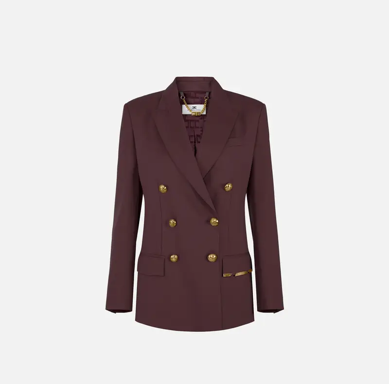 Elisabetta Franchi Giacca in fresco lana con placca gioiello