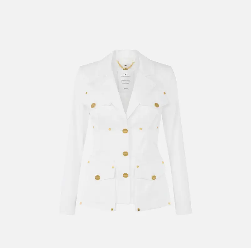 Elisabetta Franchi Giacca in gabardina di cotone con tasconi
