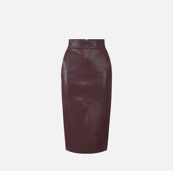 Elisabetta Franchi Gonna con logo embossed Cognac