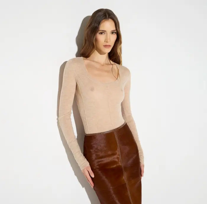 Elisabetta Franchi Maglia in lana Pelle melange