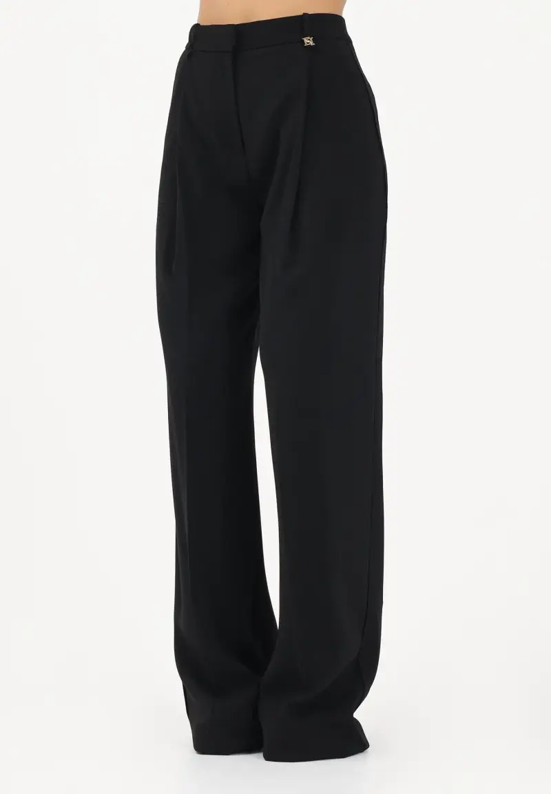 ELISABETTA FRANCHI Pantalone elegante nero da donna con logo charm