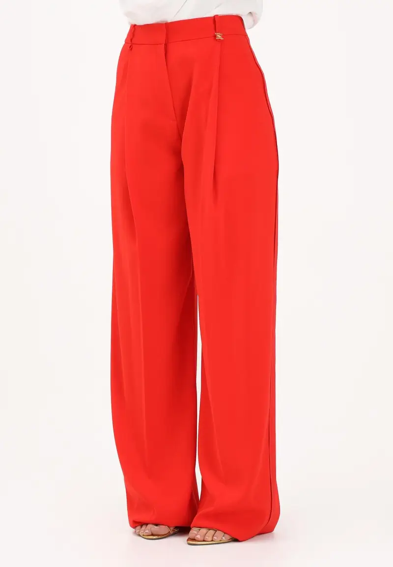 ELISABETTA FRANCHI Pantalone elegante rosso da donna con logo charm