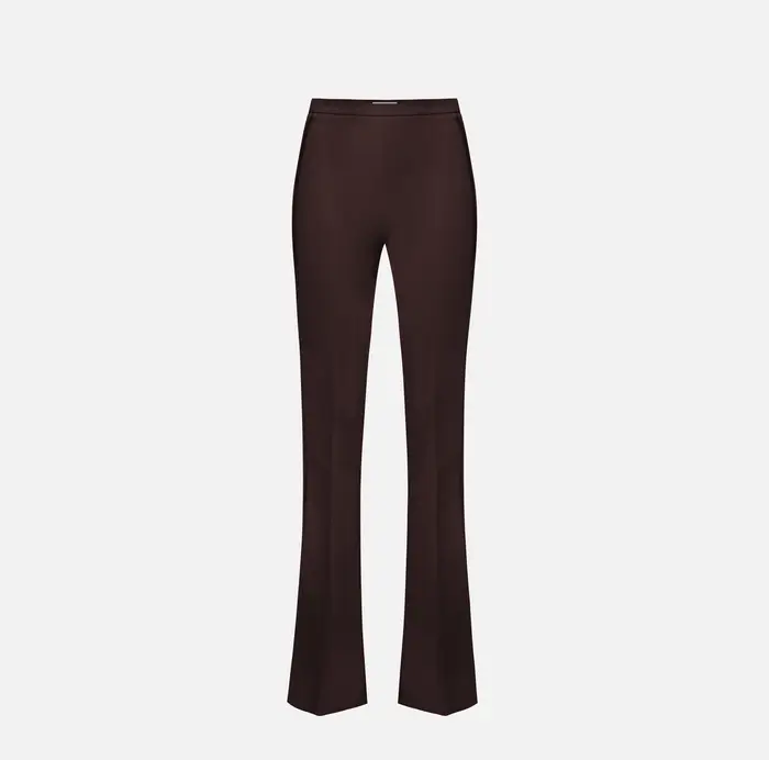 Elisabetta Franchi Pantaloni in crêpe leggero e raso Cognac