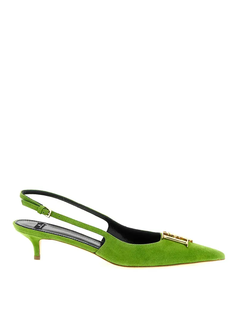 Elisabetta Franchi Slingback in pelle scamosciata Verde