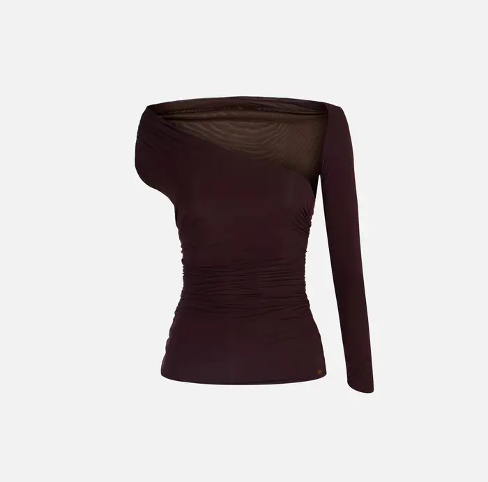 Elisabetta Franchi Top in jersey Cognac