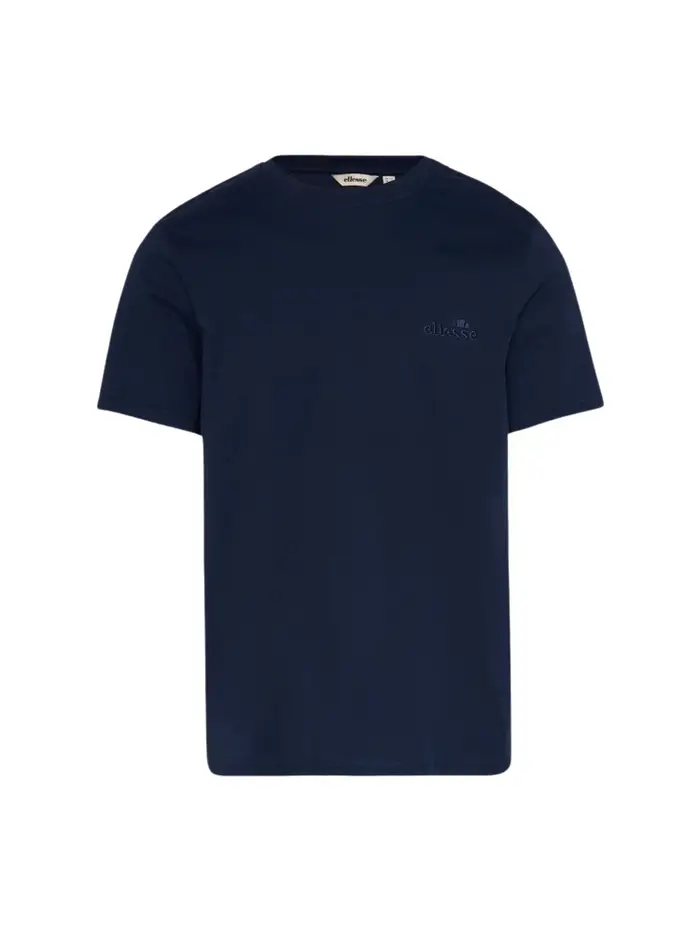 Ellesse t-shirt uomo in cotone blu con ricamo logo tono su tono