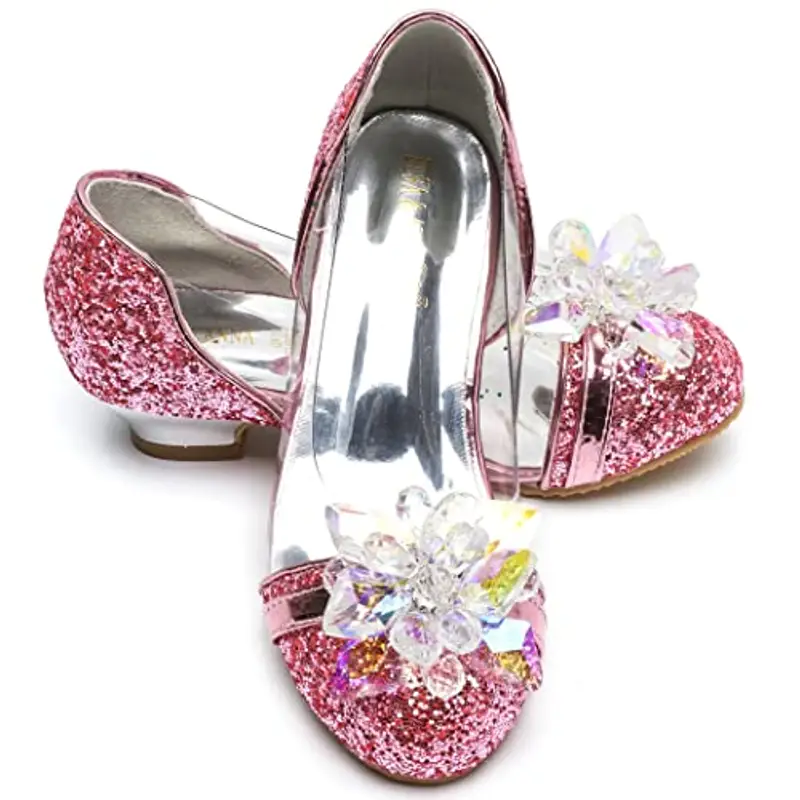 ELSA & ANNA Scarpe da principessa per ragazze - Scarpe con tacco 3cm - Scarpe per costumi Elsa glitterate per feste e compleanni - Tacchi