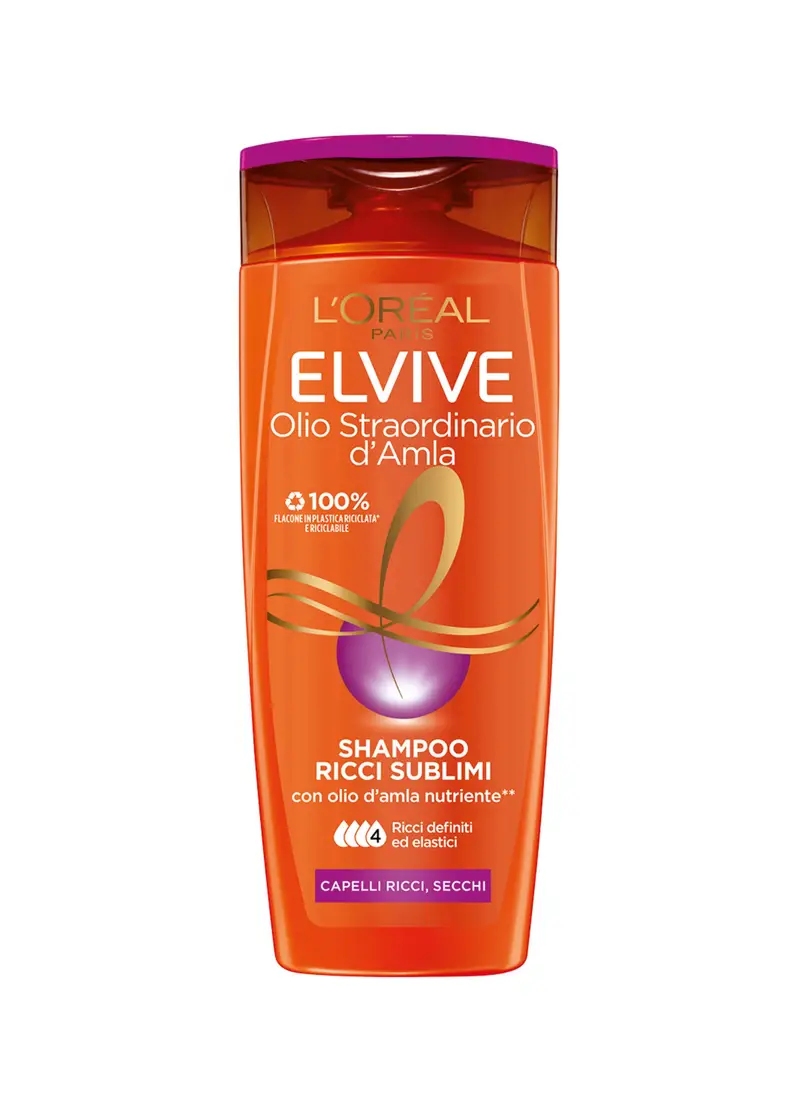 ELVIVE L'oréal Paris Shampoo Olio Straordinario Ricci Sublimi, Per Capelli Ricci E Secchi, 250 Ml., Donna, Bianco ottico, Taglia