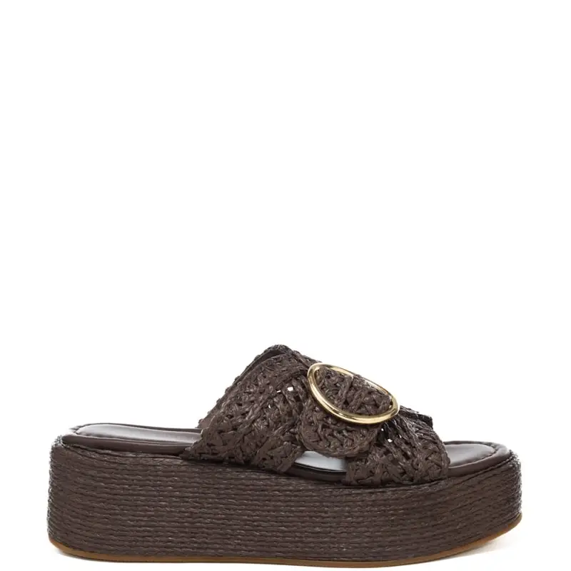 Emanuelle Vee scarpe alte da donna akira in tessuto intrecciato marrone