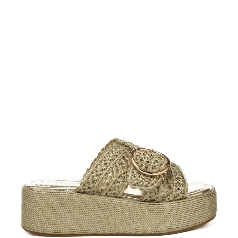 Emanuelle Vee scarpe alte da donna akira in tessuto intrecciato oro