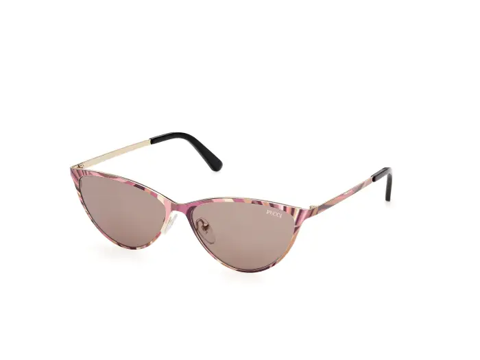 EMILIO PUCCI Donna EP0256 99J Occhiali da sole Metallo Multi-colore Marrone Cat Eye Normale